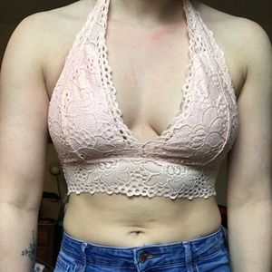 Pale pink lace bandeau